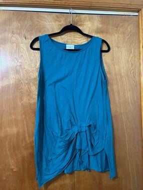 T.La Teal Sleeveless Knot-Front Tank